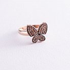 Золотое кольцо "Бабочка" с фианитами к05655 от ювелирного магазина Оникс