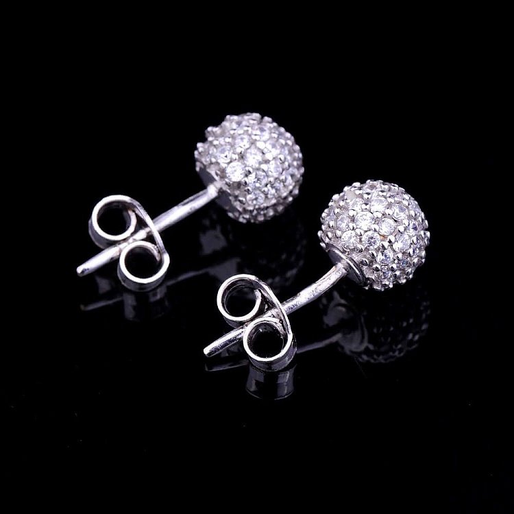 Золоті сережки пусети "Кульки" з фіанітами с01644 від ювелірного магазину Онікс - 1