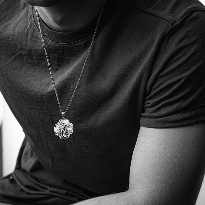 Серебряный кулон "Український воїн. Молитва до Архангела Михаїла" 133226 №14