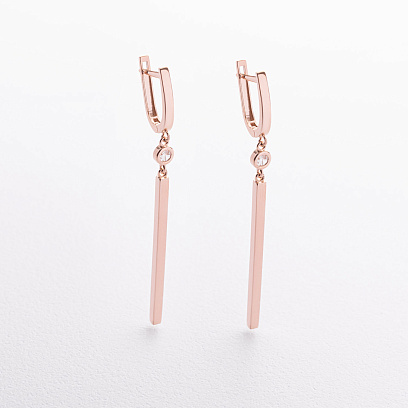 Золотые серьги с фианитами с09645