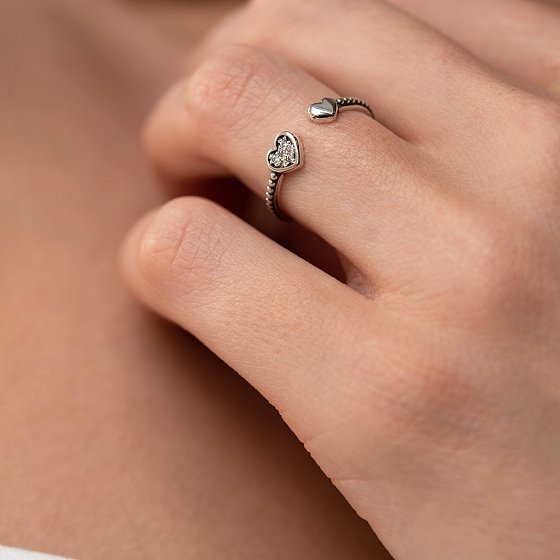 Серебряное кольцо "Сердечко" с фианитами 3886 №2