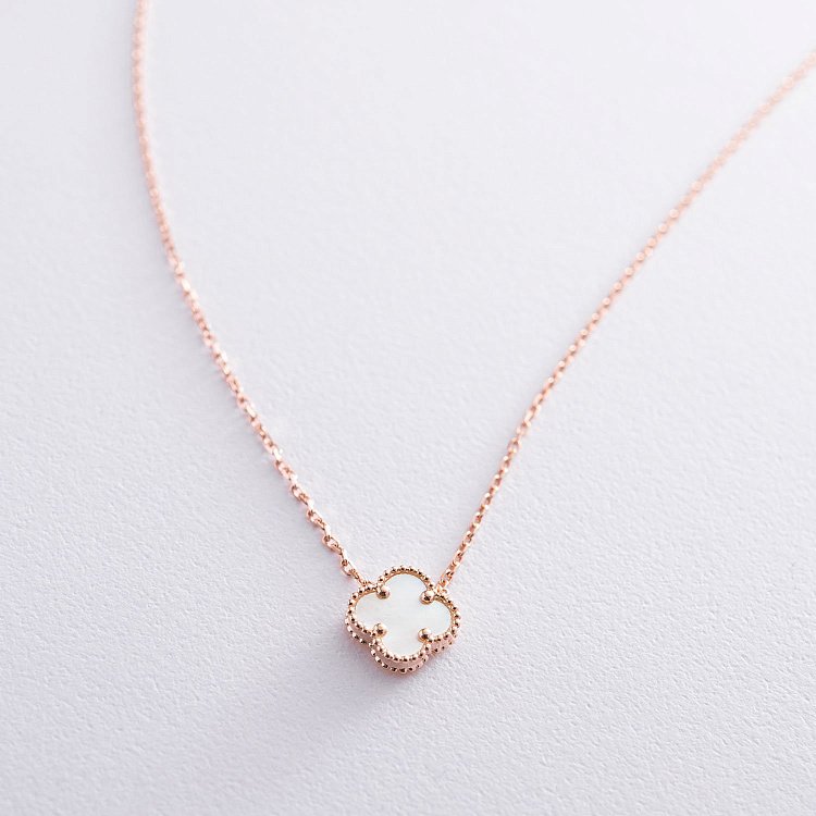 Кольє з червоного золота "Конюшина" (перламутр) кол01664 від ювелірного магазину Онікс