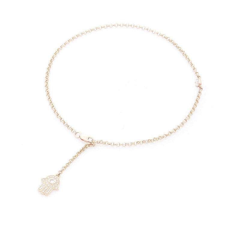 Золотий браслет на ногу "Хамса" (фіаніти) б03670 від ювелірного магазину Онікс