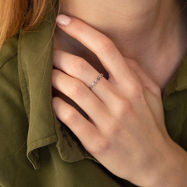 Каблучка "Сердечки" у білому золоті к07154 від ювелірного магазину Онікс - 2