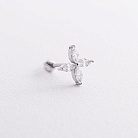 Одиночная серебряная серьга в хрящ ушка "Цветок" 40070 от ювелирного магазина Оникс - 1