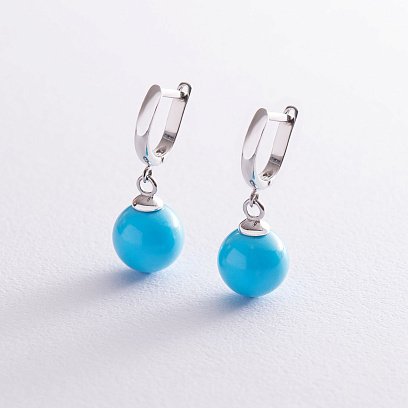 Золотые серьги с бирюзой с05967