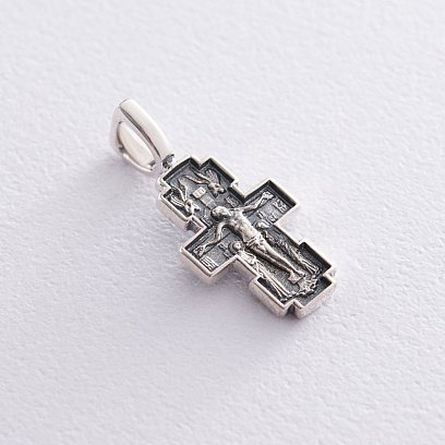 Срібний хрестик "Розп'яття. Ікона Божої Матері" Годувальниця " 131281