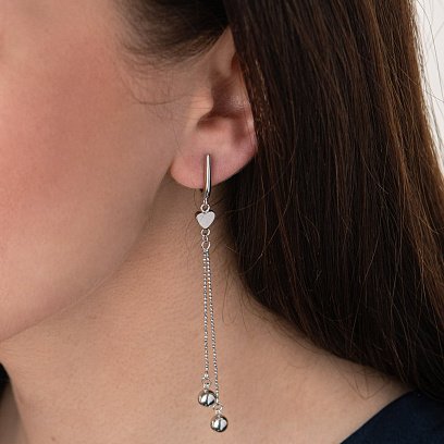 Серебряные серьги с подвесками шариками 123031 №2