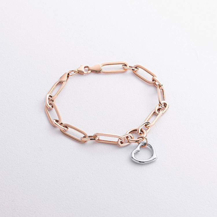 Браслет "Сердечко" в красном золоте б05849 от ювелирного магазина Оникс