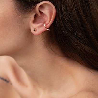 Золотые серьги - пусеты "Шарики" с04761 №4