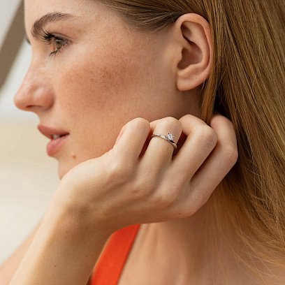 Заручальна каблучка з діамантом (біле золото) 220471121 №2