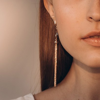 Висячие серьги из красного золота с06353 №3