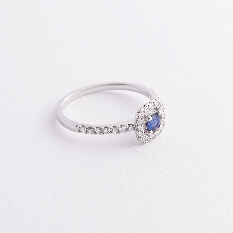 Золотое кольцо с бриллиантами и сапфиром кб0630ca от ювелирного магазина Оникс - 1