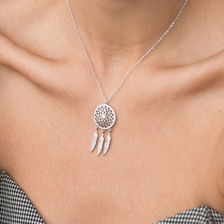 Срібне кольє "Ловець снів" (фіаніт) 18645 від ювелірного магазину Онікс - 1