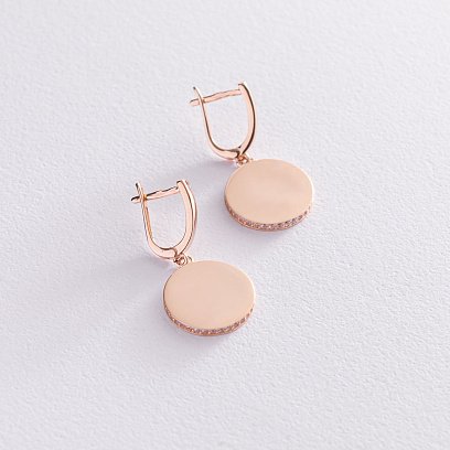 Серьги "Давина" в красном золоте (фианиты) с07557