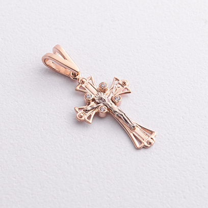 Золотий хрестик "Розп'яття" з фіанітами 2009000