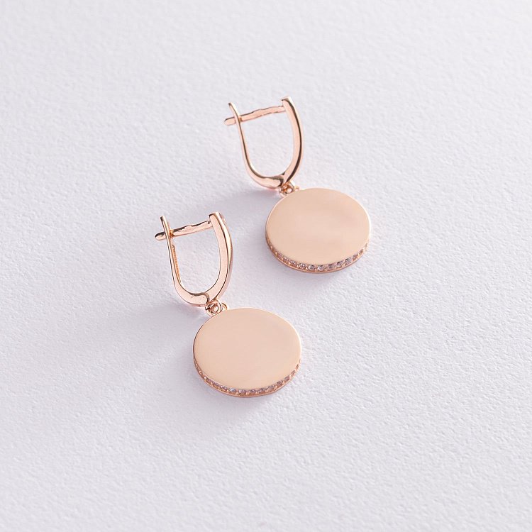 Серьги "Давина" в красном золоте (фианиты) с07557 от ювелирного магазина Оникс