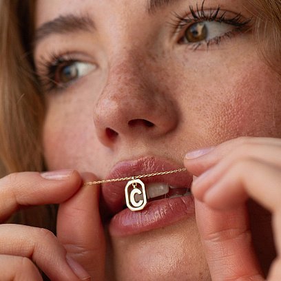 Колье с буквой "С" в желтом золоте кол02463С №2