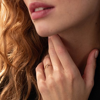 Кольцо "Сердечко с фианитом" в желтом золоте к07109 №2