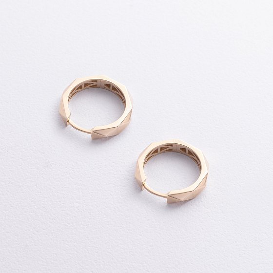 Сережки - кільця "Грані" у жовтому золоті с09302 №3