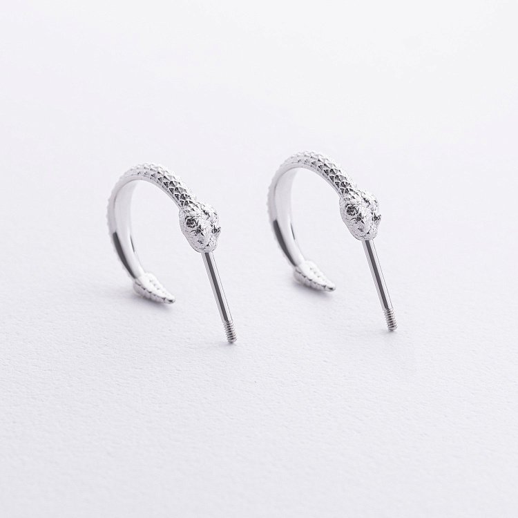 Сережки - пусети "Грумучі змії" у білому золоті с09077 від ювелірного магазину Онікс - 6