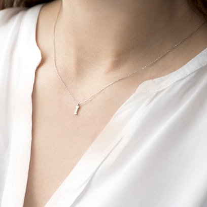 Срібне кольє з буквою "І" 18621б №2