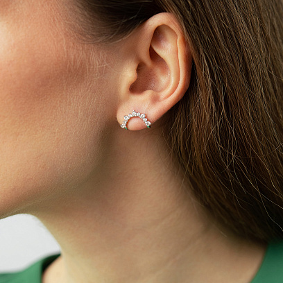 Сережки - пусети в білому золоті (діаманти) сб0714sm