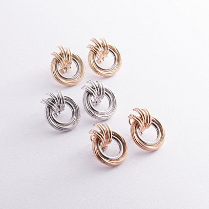 Серьги "Кольца" в белом золоте с08367 №3