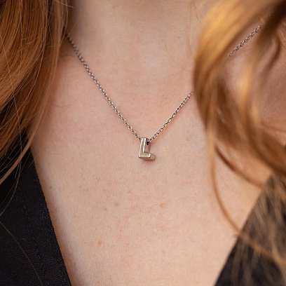 Серебряное колье с буквой "L" 1105 L №5