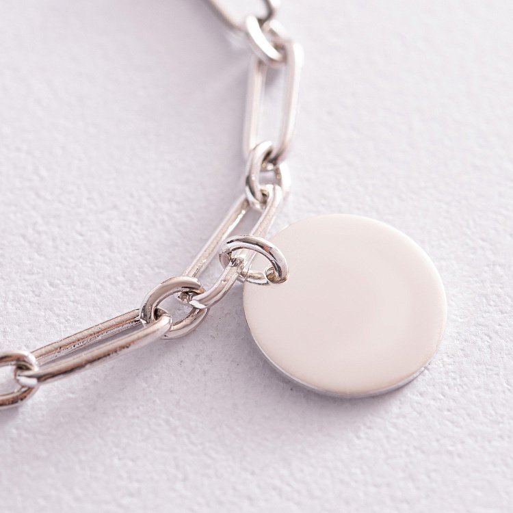 Срібний браслет "Ланцюжок з монетами" (можливе гравіювання) 141591 від ювелірного магазину Онікс - 2