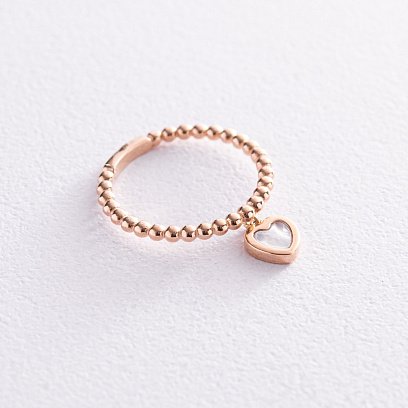 Кулькова золота каблучка "Серце" з перламутром к07203
