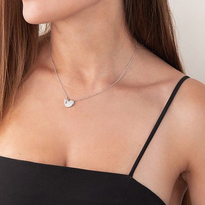 Срібне кольє "Сердечко" з фіанітами 181181 №2