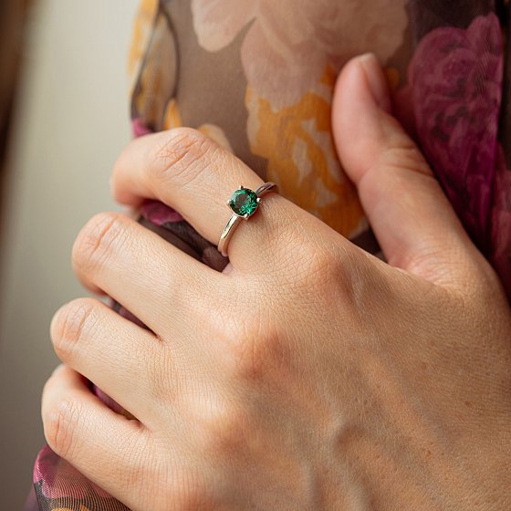 Серебряное кольцо с хризолитом 1852/1p-QGR №4