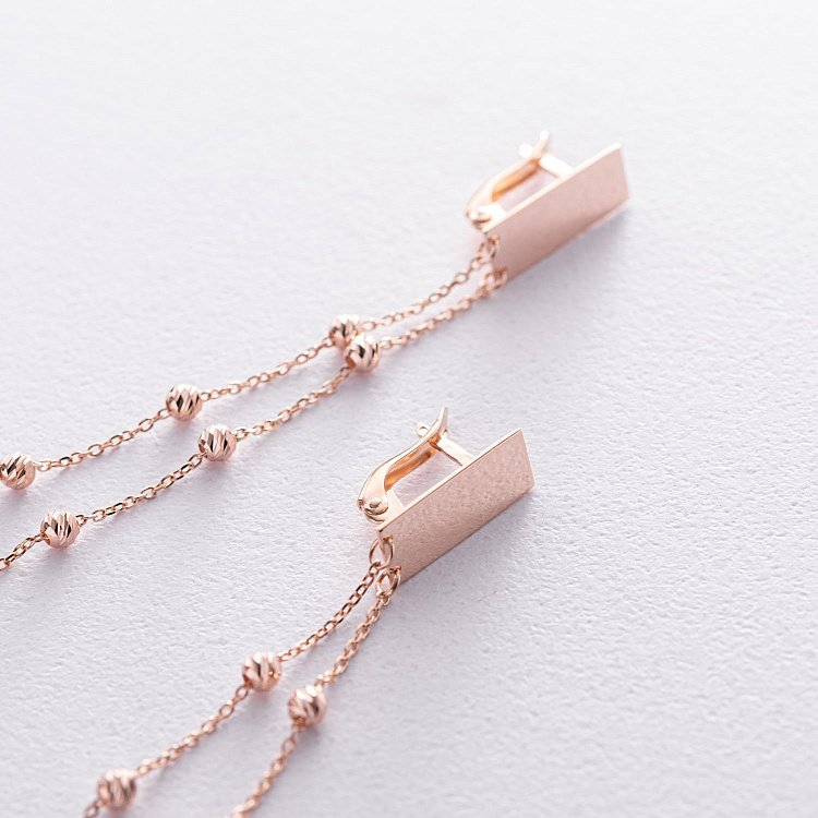 Золотые висячие серьги с шариками 480072 от ювелирного магазина Оникс - 4