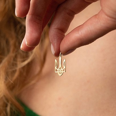 Кулон "Герб Украины - Тризуб" в желтом золоте п03744 №2