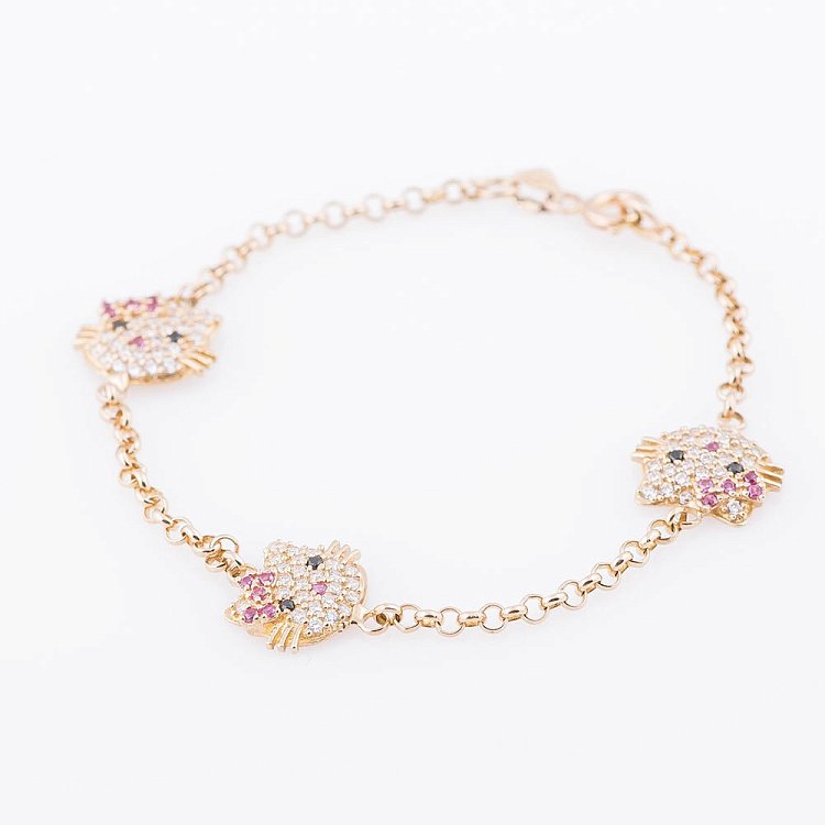 Дитячий золотий браслет з котиками б01310 від ювелірного магазину Онікс