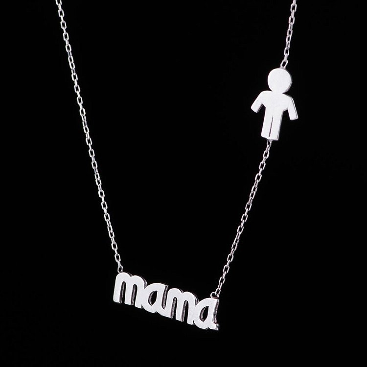 Серебряное колье Мама с мальчиком 18554 от ювелирного магазина Оникс - 1