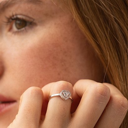 Золотое кольцо "Сердечко" с бриллиантами 235831121 №4