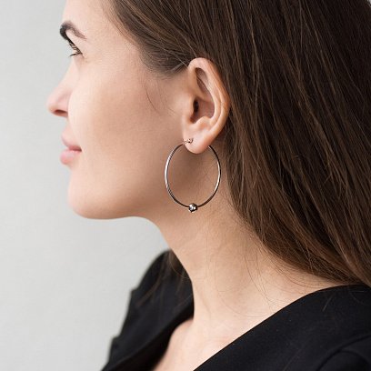 Сережки - кільця Гармонія в білому золоті с06692 №4