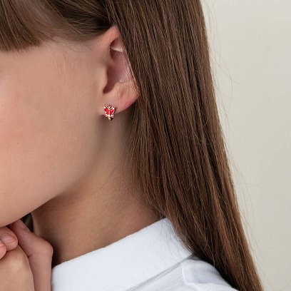 Золотые детские серьги "Бабочки" с эмалью с03221 №3