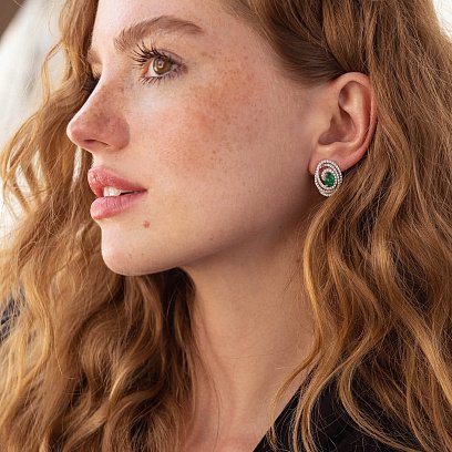 Золоті сережки зі смарагдами і діамантами doubs654 №5