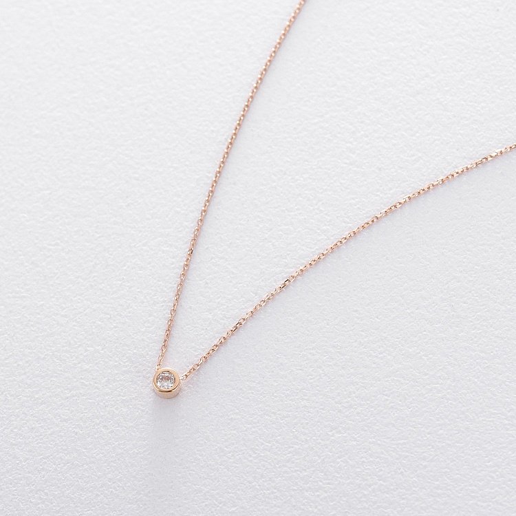 Золотое колье с фианитом кол00718 от ювелирного магазина Оникс