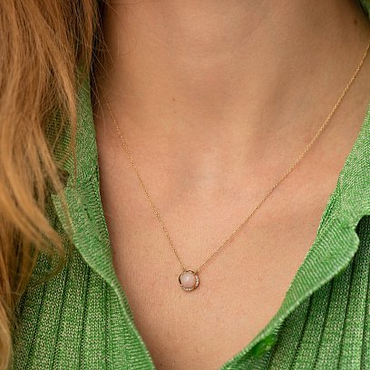 Золоте кольє (рожевий опал, діаманти) колб0127sc №2