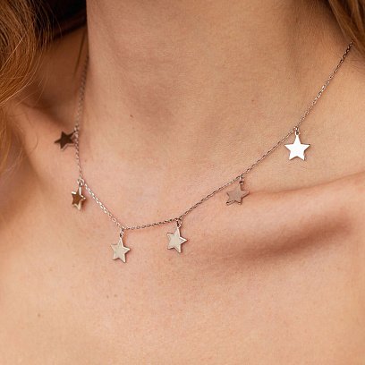 Срібне кольє "Зірочки" 18948 №2