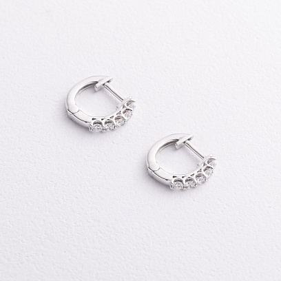 Золоті сережки - кільця з діамантами сб0548mi №2