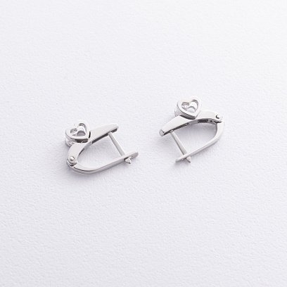Срібні сережки з сердечками (фіаніт) 122417 №3