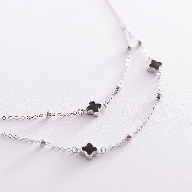 Срібне кольє "Конюшина" (емаль) 181061 від ювелірного магазину Онікс - 3