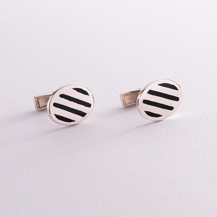 Срібні запонки з емаллю 25002 від ювелірного магазину Онікс