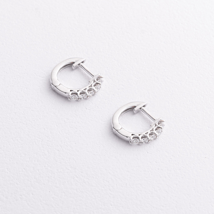 Золоті сережки - кільця з діамантами сб0548mi від ювелірного магазину Онікс - 1