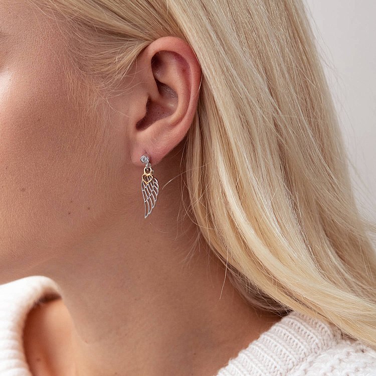 Серебряные серьги - пусеты "Крылья" 4756 от ювелирного магазина Оникс - 1